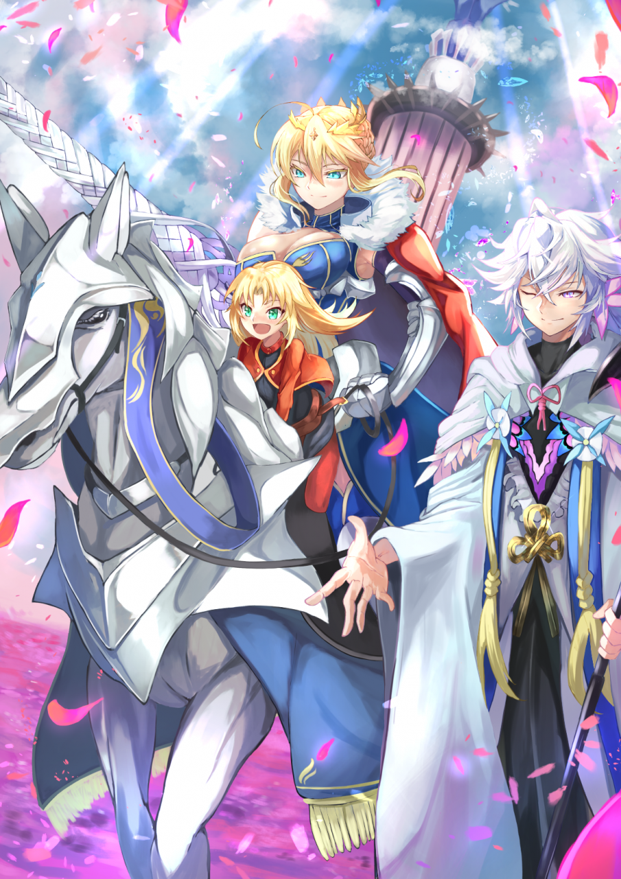 artoria pendragon (all)+artoria pendragon (lancer)+merlin (fate stay ...