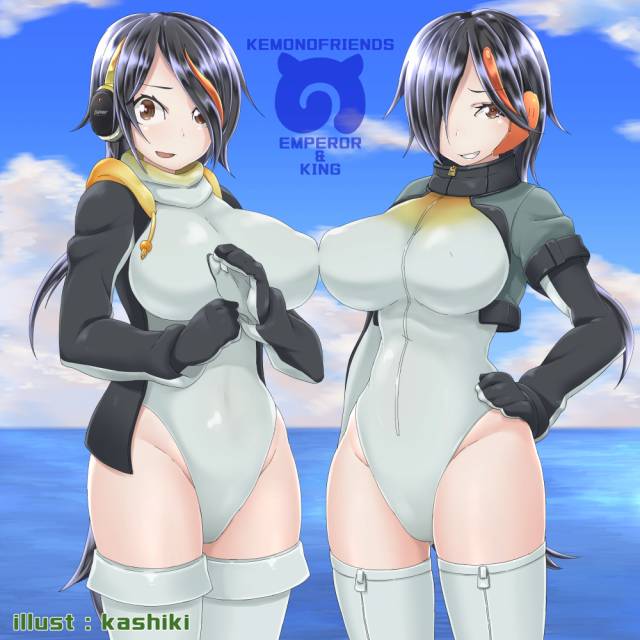 emperor penguin (kemono friends)+king penguin (kemono friends)