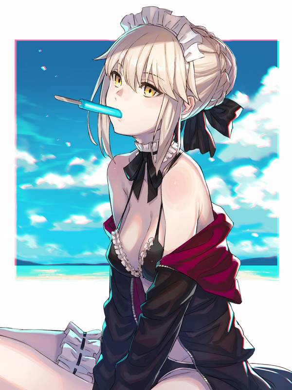 artoria pendragon (all)+artoria pendragon (swimsuit rider alter)+saber alter