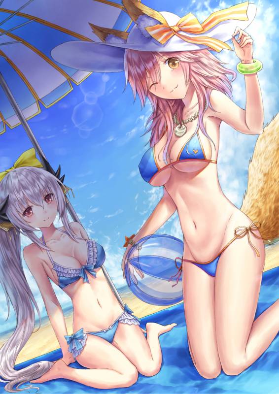 kiyohime (fate grand order)+kiyohime (swimsuit lancer) (fate)+tamamo (fate) (all)+tamamo no mae (swimsuit lancer) (fate)