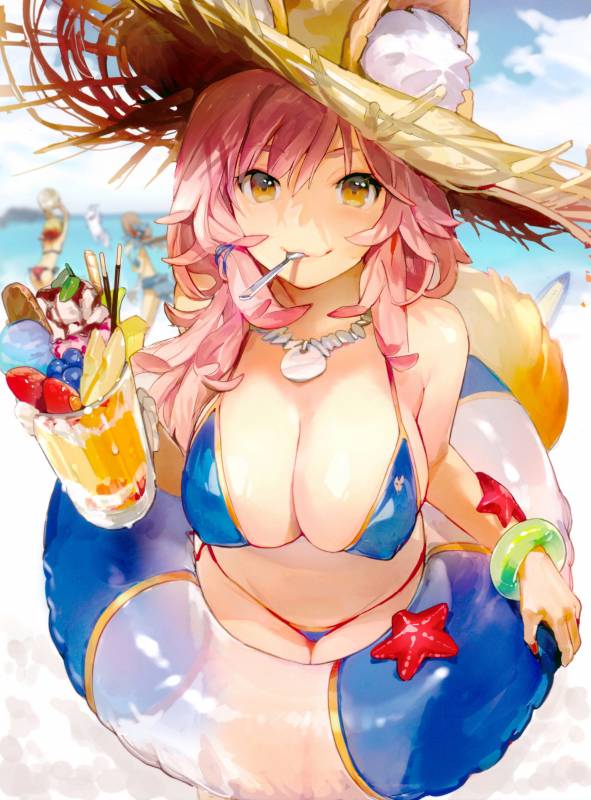 fou (fate grand order)+tamamo (fate) (all)+tamamo no mae (fate)+tamamo no mae (swimsuit lancer) (fate)