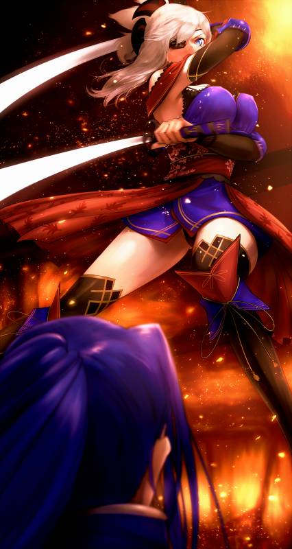 assassin (fate stay night)+miyamoto musashi (fate grand order)