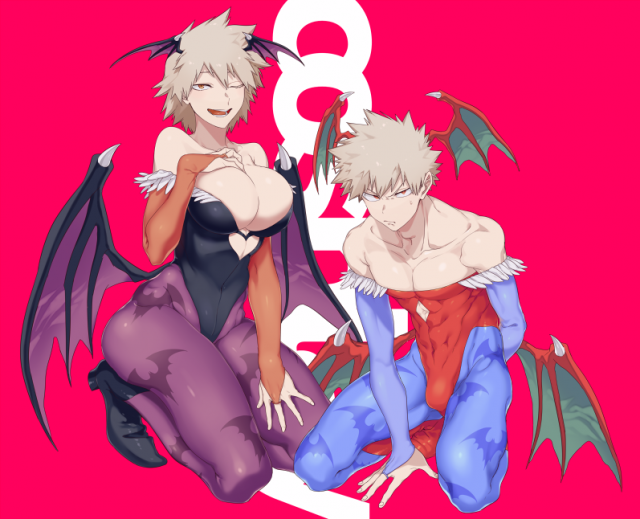 bakugou katsuki+bakugou mitsuki+lilith aensland+morrigan aensland