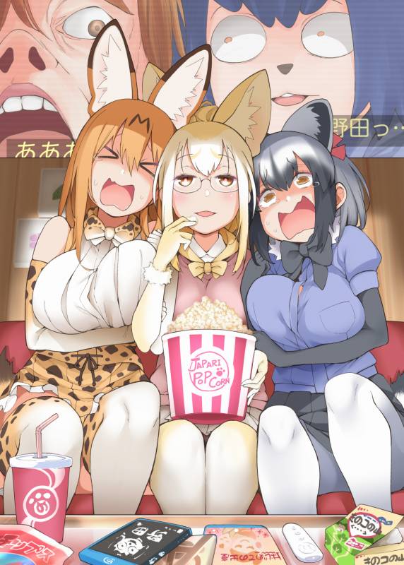 common raccoon (kemono friends)+fennec (kemono friends)+serval (kemono friends)