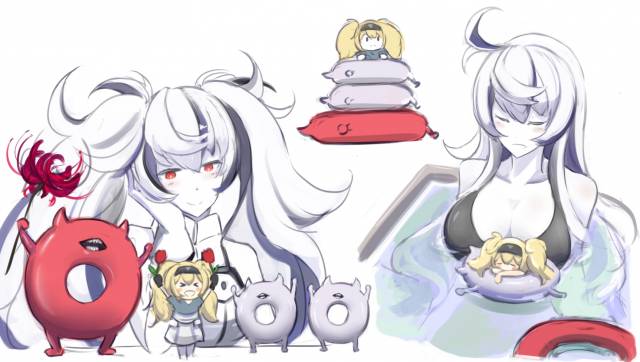 escort water hime+gambiQ- bay (kantai collection)+shinkais-kan