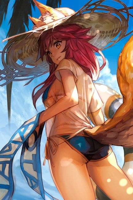 tamamo (fate) (all)+tamamo no mae (swimsuit lancer) (fate)