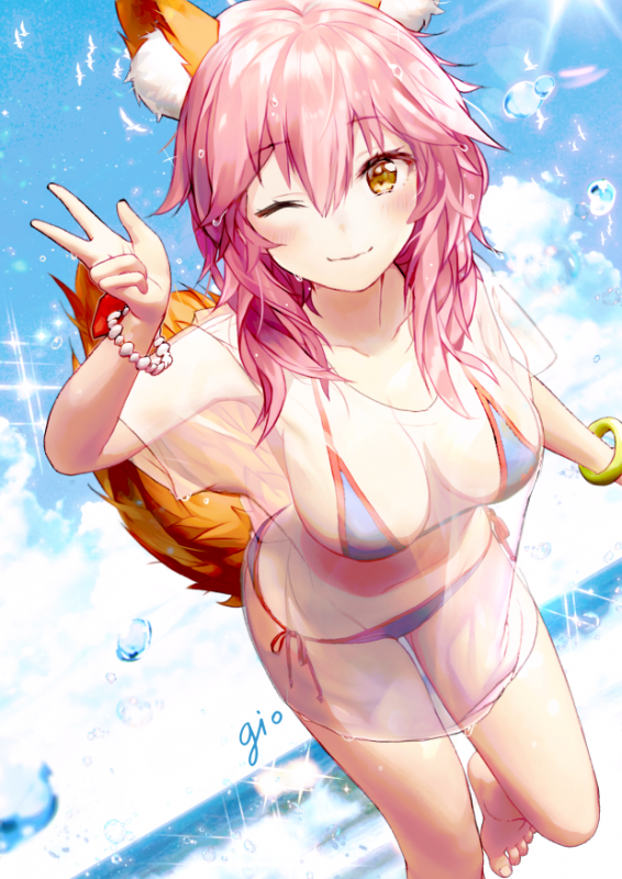 tamamo (fate) (all)+tamamo no mae (swimsuit lancer) (fate)