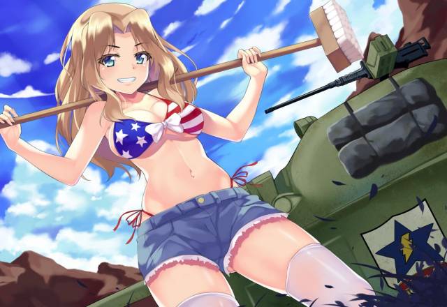 kay (girls und panzer)+m4 sherman