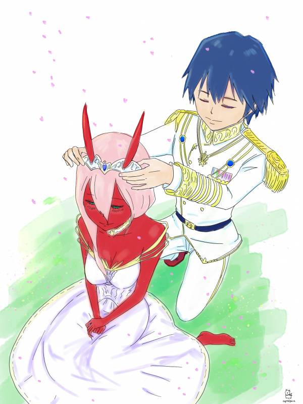 hiro (darling in the franxx)+zero two (darling in the franxx)