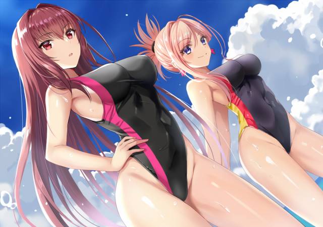 miyamoto musashi (fate grand order)+scathach (fate grand order)