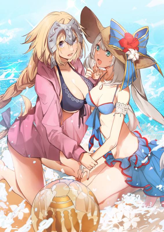 jeanne d'arc (fate)+jeanne d'arc (fate) (all)+marie antoinette (fate grand order)+marie antoinette (swimsuit caster) (fate)