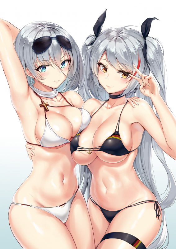 prinz eugen (azur lane)+tirpitz (azur lane)