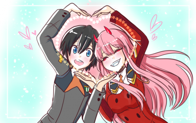 hiro (darling in the franxx)+zero two (darling in the franxx)