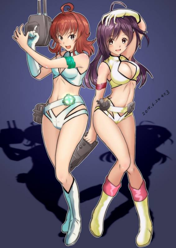 arashi (kantai collection)+hagikaze (kantai collection)+kei (dirty pair)+yuri (dirty pair)