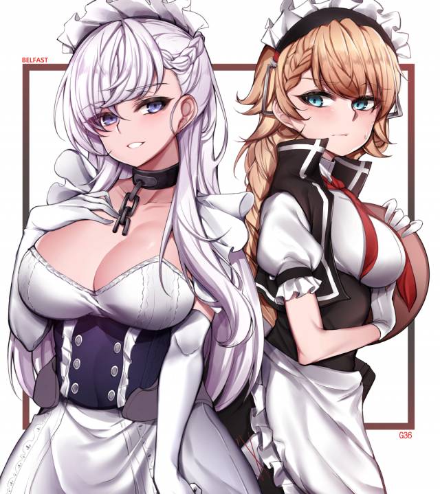 belfast (azur lane)+g36 (girls frontline)